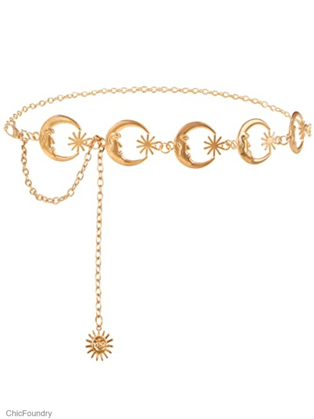 Adjustable Waist Chain Belt for Women Bohemian Metal Moon Star